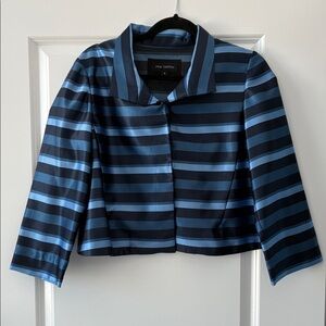 Pink Tartan Size 4 Lightweight Striped Cropped Jacket - Blue